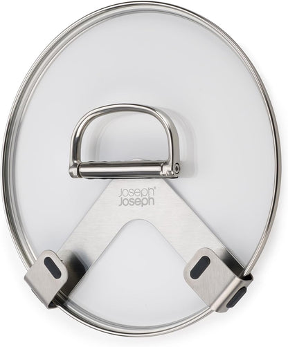 Space Set of 2 Pot and Pan Lid Holders Self Adhesive Wall Mount Storage Organizer, Suitable for Lids up to 11 in, 3M VHB Tape and Screws Included, Stainless Steel