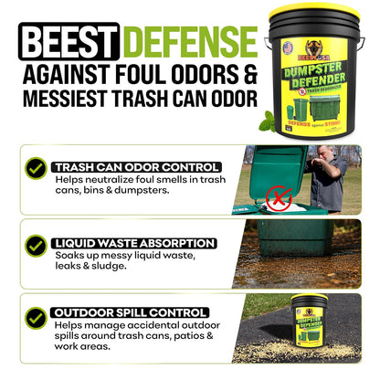 Dumpster Defender - 1.5lbs Outdoor Trash Can Deodorizer & Liquid Waste Absorber (Made in USA) Biodegradable Trash Can Odor Eliminator - Powerful Garbage Deodorizer for Always-Fresh Bins - 7 Cups