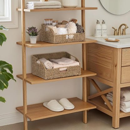 StorageWorks Pantry Baskets for Organizing, Water Hyacinth Baskets for shelves with Built-in Handles, Pantry Organizers and Storage, Set of 2 (Large and Medium)
