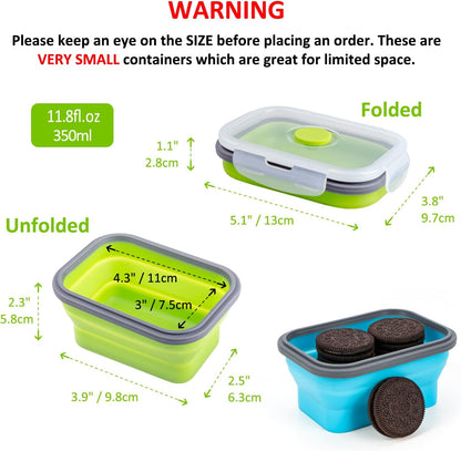 Collapsible Food Storage Containers with Lid & Air Vent, 16 Pack, 8 Rectangular + 8 Round, Foldable Silicone Lunch Containers Collapsible Bowls Set, Microwave Freezer Dishwasher Safe, 4-Color