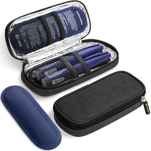 Insulin Cooler Travel Case, Diabete Care, 2x90g TSA-Approved Ice Pack | Diabetic Medication Insulated Cooling Bag for 2 Insulin Pens and Diabetic Supplies Storage, Compact for Daily Life and Trips