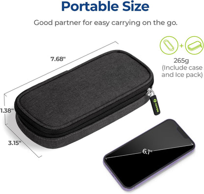 Insulin Cooler Travel Case, Diabete Care, 2x90g TSA-Approved Ice Pack | Diabetic Medication Insulated Cooling Bag for 2 Insulin Pens and Diabetic Supplies Storage, Compact for Daily Life and Trips