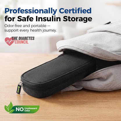 Insulin Cooler Travel Case, Diabete Care, 2x90g TSA-Approved Ice Pack | Diabetic Medication Insulated Cooling Bag for 2 Insulin Pens and Diabetic Supplies Storage, Compact for Daily Life and Trips