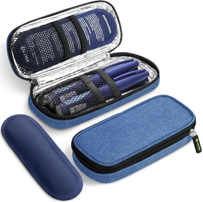 Insulin Cooler Travel Case, Diabete Care, 2x90g TSA-Approved Ice Pack | Diabetic Medication Insulated Cooling Bag for 2 Insulin Pens and Diabetic Supplies Storage, Compact for Daily Life and Trips