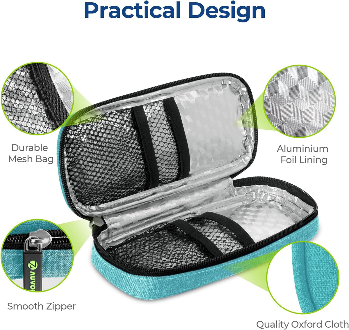 Insulin Cooler Travel Case, Diabete Care, 2x90g TSA-Approved Ice Pack | Diabetic Medication Insulated Cooling Bag for 2 Insulin Pens and Diabetic Supplies Storage, Compact for Daily Life and Trips