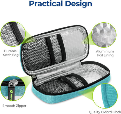 Insulin Cooler Travel Case, Diabete Care, 2x90g TSA-Approved Ice Pack | Diabetic Medication Insulated Cooling Bag for 2 Insulin Pens and Diabetic Supplies Storage, Compact for Daily Life and Trips
