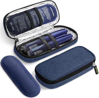Insulin Cooler Travel Case, Diabete Care, 2x90g TSA-Approved Ice Pack | Diabetic Medication Insulated Cooling Bag for 2 Insulin Pens and Diabetic Supplies Storage, Compact for Daily Life and Trips