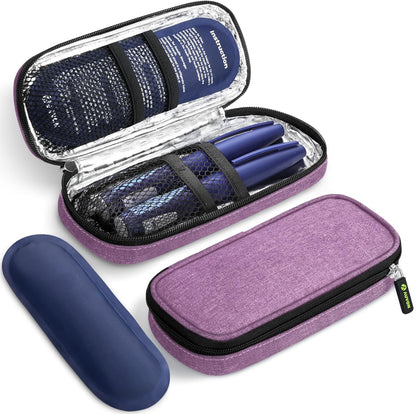 Insulin Cooler Travel Case, Diabete Care, 2x90g TSA-Approved Ice Pack | Diabetic Medication Insulated Cooling Bag for 2 Insulin Pens and Diabetic Supplies Storage, Compact for Daily Life and Trips
