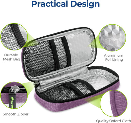 Insulin Cooler Travel Case, Diabete Care, 2x90g TSA-Approved Ice Pack | Diabetic Medication Insulated Cooling Bag for 2 Insulin Pens and Diabetic Supplies Storage, Compact for Daily Life and Trips
