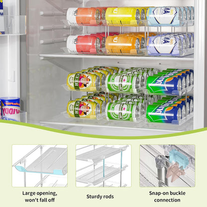 Can Organizer for Pantry, Stackable Food Pantry Storage Rack, 3 Tier | Automatic Rolling, Modular Storage, Clear Acrylic, Holds 36 Cans for Pantry, Cabinet & Fridge, Space Saving, Easy to Refill