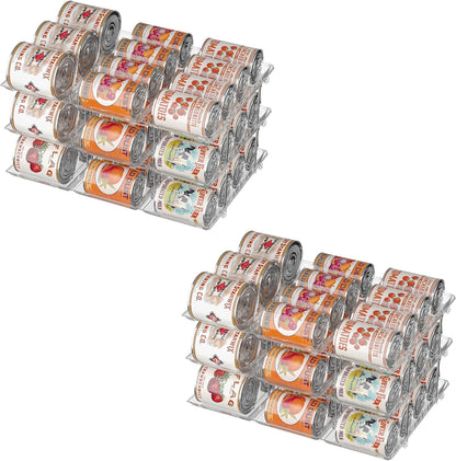 Can Organizer for Pantry, Stackable Food Pantry Storage Rack, 3 Tier | Automatic Rolling, Modular Storage, Clear Acrylic, Holds 36 Cans for Pantry, Cabinet & Fridge, Space Saving, Easy to Refill