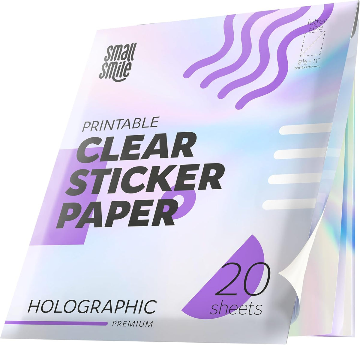 95% Clear Sticker Paper for Inkjet Printer and Laser – 20 Sheets, 8.5x11 Transparent Sticker Paper, Printable Vinyl, Waterproof Clear Labels for DIY Stickers & Decals