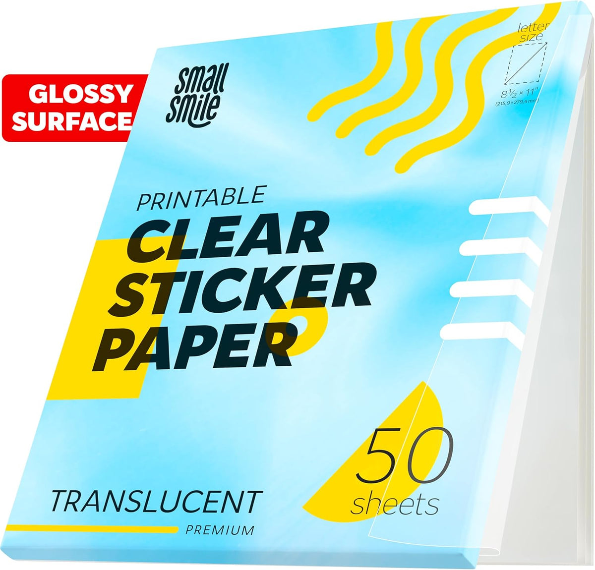 95% Clear Sticker Paper for Inkjet Printer and Laser – 20 Sheets, 8.5x11 Transparent Sticker Paper, Printable Vinyl, Waterproof Clear Labels for DIY Stickers & Decals