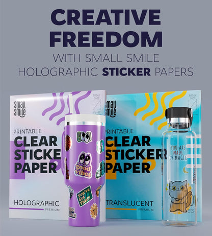 95% Clear Sticker Paper for Inkjet Printer and Laser – 20 Sheets, 8.5x11 Transparent Sticker Paper, Printable Vinyl, Waterproof Clear Labels for DIY Stickers & Decals