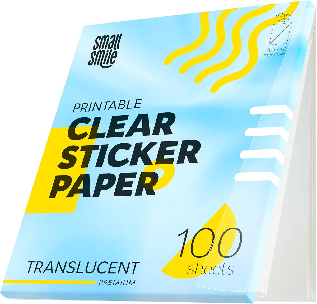 95% Clear Sticker Paper for Inkjet Printer and Laser – 20 Sheets, 8.5x11 Transparent Sticker Paper, Printable Vinyl, Waterproof Clear Labels for DIY Stickers & Decals