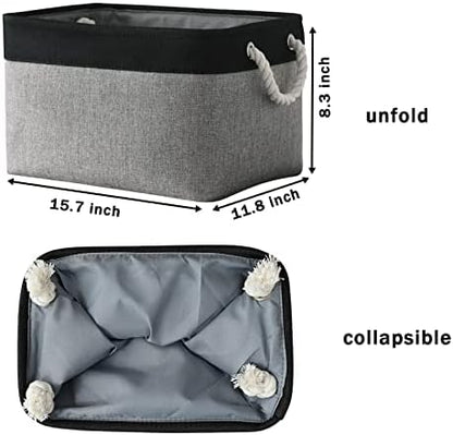 Fabric Storage Bins 12x8x5 inch [6-Pack] with Rope Handles - Decorative Baskets for Organizing