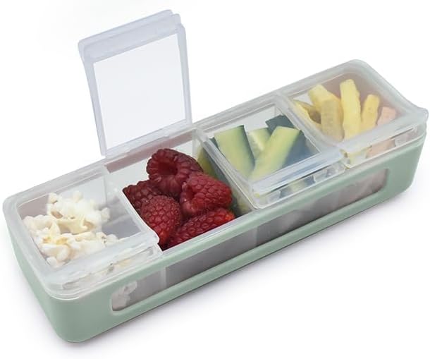 melii Snackle Box | 4 Compartment Snack Container with Individual Lids, BPA-Free Food Storage for Travel, School & On-the-Go Snacks, Kids & Family Organizer (Berry)