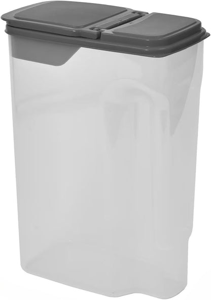 Clear Plastic Cereal Dispenser with Airtight Lid, 32 Cup Dry Food Storage Container, 9.75 x 5.38 x 13.5 Inch, Gray