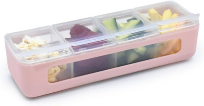 melii Snackle Box | 4 Compartment Snack Container with Individual Lids, BPA-Free Food Storage for Travel, School & On-the-Go Snacks, Kids & Family Organizer (Berry)