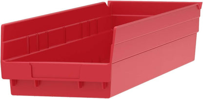 Akro-Mils 30164 Plastic Shelf Bins, Heavy Duty Storage Bins for Garage, Closet, and Drawer Organization, 24-Inch x 6-1/2-Inch x 4-Inch, Clear, 6-Pack