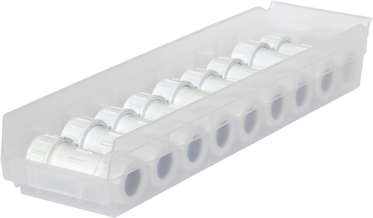 Akro-Mils 30164 Plastic Shelf Bins, Heavy Duty Storage Bins for Garage, Closet, and Drawer Organization, 24-Inch x 6-1/2-Inch x 4-Inch, Clear, 6-Pack