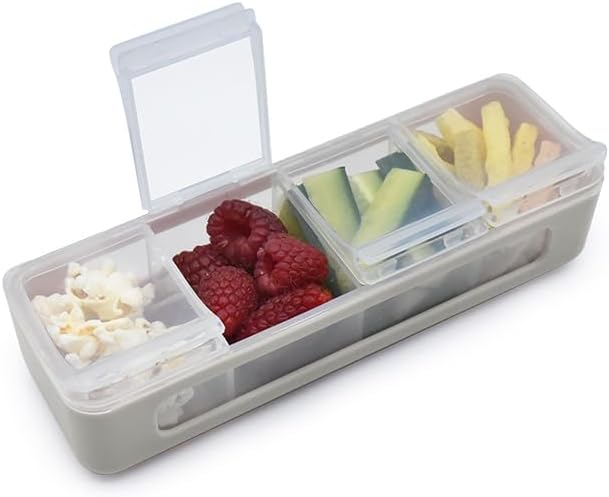 melii Snackle Box | 4 Compartment Snack Container with Individual Lids, BPA-Free Food Storage for Travel, School & On-the-Go Snacks, Kids & Family Organizer (Berry)