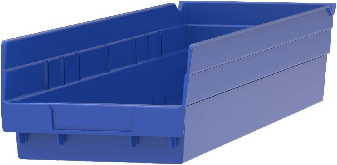 Akro-Mils 30164 Plastic Shelf Bins, Heavy Duty Storage Bins for Garage, Closet, and Drawer Organization, 24-Inch x 6-1/2-Inch x 4-Inch, Clear, 6-Pack
