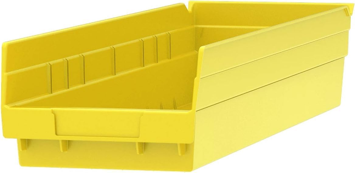 Akro-Mils 30164 Plastic Shelf Bins, Heavy Duty Storage Bins for Garage, Closet, and Drawer Organization, 24-Inch x 6-1/2-Inch x 4-Inch, Clear, 6-Pack