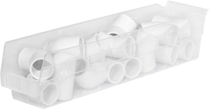 Akro-Mils 30128 Plastic Shelf Bins, Heavy Duty Storage Bins for Garage, Closet, and Drawer Organization, 18-Inch x 4-Inch x 4-Inch, Clear, 12-Pack