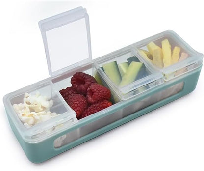 melii Snackle Box | 4 Compartment Snack Container with Individual Lids, BPA-Free Food Storage for Travel, School & On-the-Go Snacks, Kids & Family Organizer (Berry)