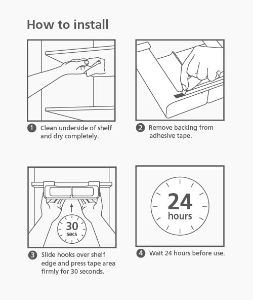 Joseph Joseph CupboardStore Under Shelf Storage Film, Foil and Bag Organizer, for Larger Rolls and Boxes, Fits Kitchen Units Over 13 in Wide, Large
