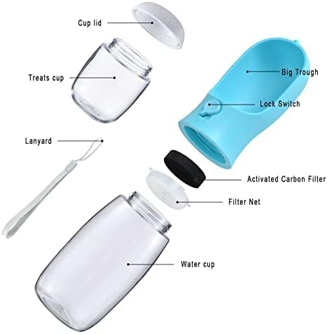 Cibaabo Dog Water Bottle with Food Container, Travel Puppy Water Bowl, Portable Pet Dispenser, Girl Dog Mom Gifts Accessories Stuff Essentials Necessities for Yorkie Chihuahua Cat Walking and Hiking