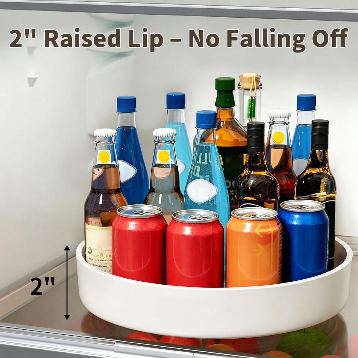 11.8" Lazy Susan Organizer for Cabinet, Turntable Spice Rack with Non-Slip Base & Raised Lip, Pantry Organization and Storage, Kitchen, Fridge, Makeup Vanity, Bathroom Countertop, Under Sink