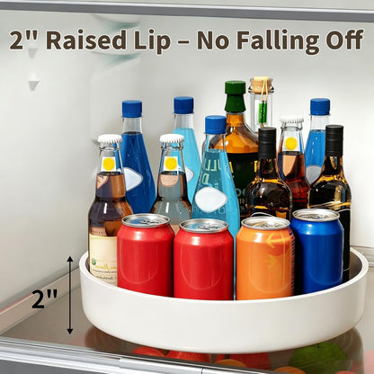 11.8" Lazy Susan Organizer for Cabinet, Turntable Spice Rack with Non-Slip Base & Raised Lip, Pantry Organization and Storage, Kitchen, Fridge, Makeup Vanity, Bathroom Countertop, Under Sink
