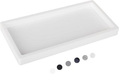 Small Silicone Bathroom Vanity Tray Rectangle Soap and Sponge Holder Kitchen Sink Organizer for Scrubber, Lotion Bottles, Perfume, Jewelry, Candle, Key Trinket Ring, Black