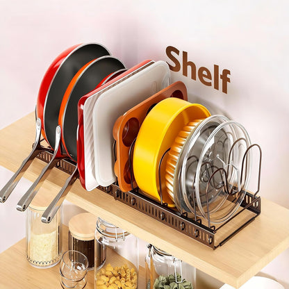 Pots and Pans Organizer under Cabinet, 11.8-22.8" 12 Dividers Black | Extends 11.8-22.8", Holds pot lids, pans, cookware and bakeware, Adjustable dividers, for under cabinet or countertop