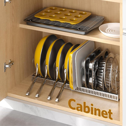 Pots and Pans Organizer under Cabinet, 11.8-22.8" 12 Dividers Black | Extends 11.8-22.8", Holds pot lids, pans, cookware and bakeware, Adjustable dividers, for under cabinet or countertop