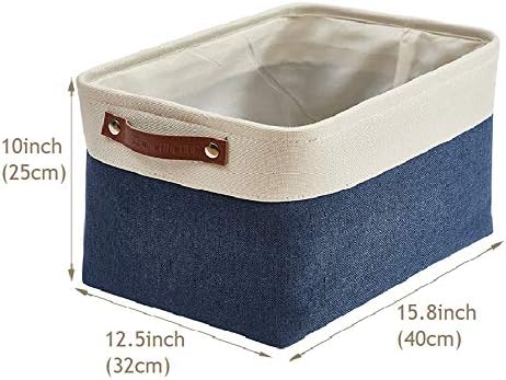 DECOMOMO Storage Bins, Large Fabric Storage Baskets for Shelves, Decorative Linen Closet Organizer, 15 x 11 x 9.5 inches (Beige & White, 3 Pack)