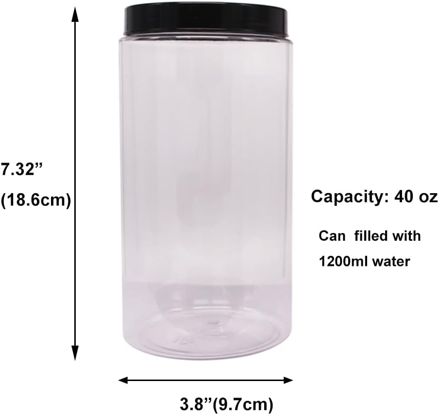 zmybcpack 16 oz Plastic Jars with Lids, Extra Labels, 1 Pen, Clear PET Seal Jar for Food Storage,Wide Opening Storage jar For Dry Food, Peanut, Powder, Kitchen & Craft Storage