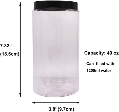 zmybcpack 16 oz Plastic Jars with Lids, Extra Labels, 1 Pen, Clear PET Seal Jar for Food Storage,Wide Opening Storage jar For Dry Food, Peanut, Powder, Kitchen & Craft Storage