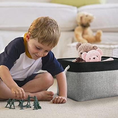 Fabric Storage Bins 12x8x5 inch [6-Pack] with Rope Handles - Decorative Baskets for Organizing