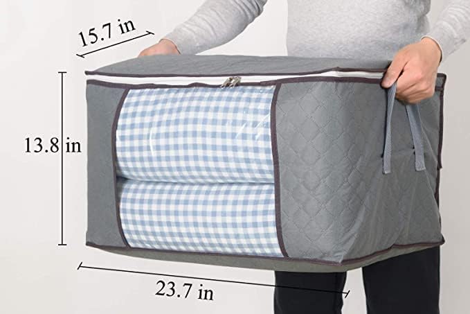 combocube Zippered Storage Bag for Closet King Comforter, pillow, quilt, bedding, Clothes, Blanket Organizers with Large Clear Window & Carry Handles Space Saver