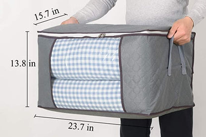 combocube Zippered Storage Bag for Closet King Comforter, pillow, quilt, bedding, Clothes, Blanket Organizers with Large Clear Window & Carry Handles Space Saver