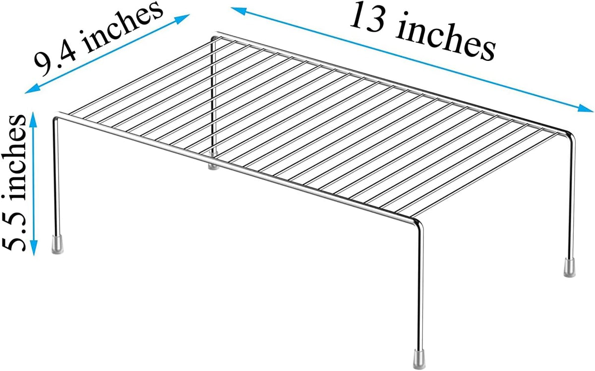 Cabinet Storage Shelf Rack Set of 2, Medium (13 x 9.4 inch) Rustproof Metal Wire Kitchen Cabinet Organizer and Storage, Cupboard Spice Shelf Rack for Plate, Dish, Counter & Pantry Organization