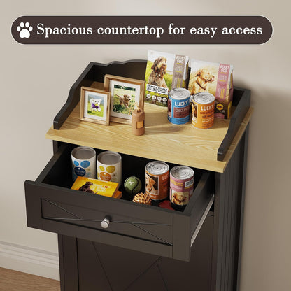 Dog Feeding Station with Storage Drawer, Pet Organizers and Storage Adjustable Shelf, Dog Feeder Station, Pet Storage Cabinet for Cats and Dogs