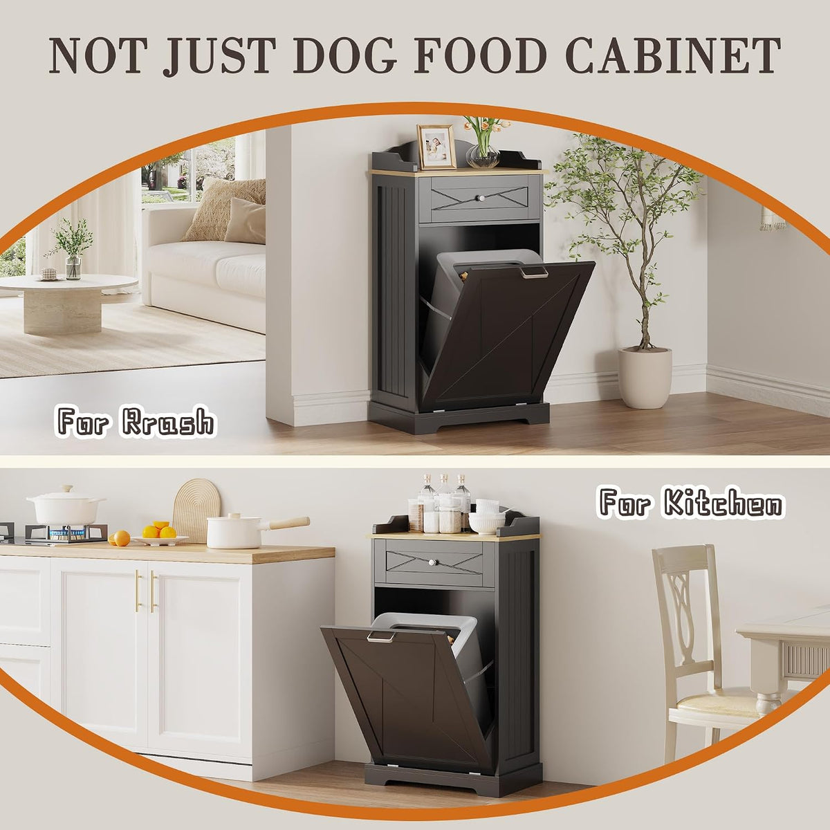 Dog Feeding Station with Storage Drawer, Pet Organizers and Storage Adjustable Shelf, Dog Feeder Station, Pet Storage Cabinet for Cats and Dogs