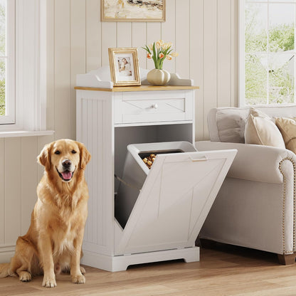Dog Feeding Station with Storage Drawer, Pet Organizers and Storage Adjustable Shelf, Dog Feeder Station, Pet Storage Cabinet for Cats and Dogs
