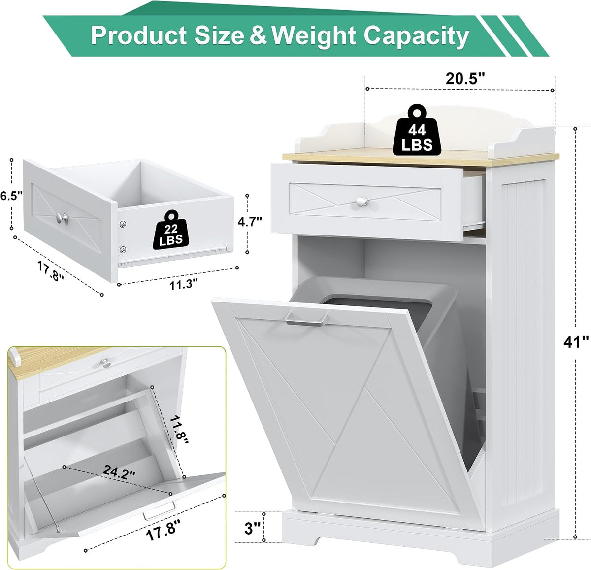 Dog Feeding Station with Storage Drawer, Pet Organizers and Storage Adjustable Shelf, Dog Feeder Station, Pet Storage Cabinet for Cats and Dogs