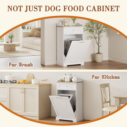 Dog Feeding Station with Storage Drawer, Pet Organizers and Storage Adjustable Shelf, Dog Feeder Station, Pet Storage Cabinet for Cats and Dogs