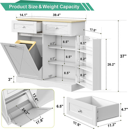 Dog Feeding Station with Storage Drawer, Pet Organizers and Storage Adjustable Shelf, Dog Feeder Station, Pet Storage Cabinet for Cats and Dogs
